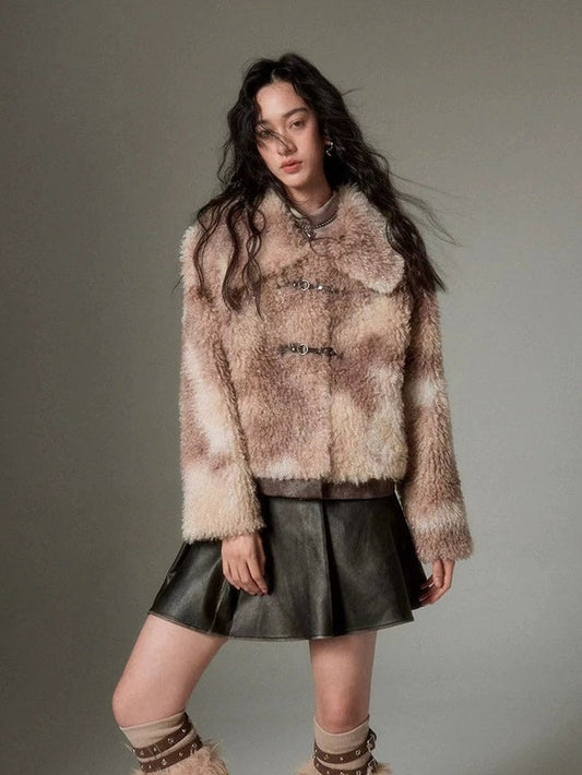 Smudged Color Fur Short Coat