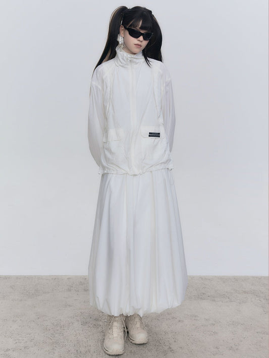 Sunscreen Stand Collar Jacket & Long Skirt