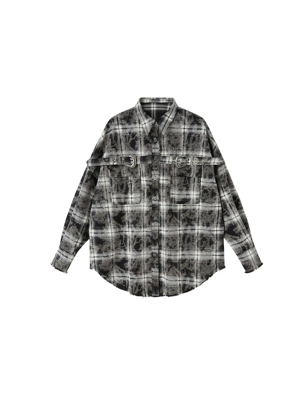 Plaid Loose Long Sleeve Shirt ï¼?Pleated Skirt