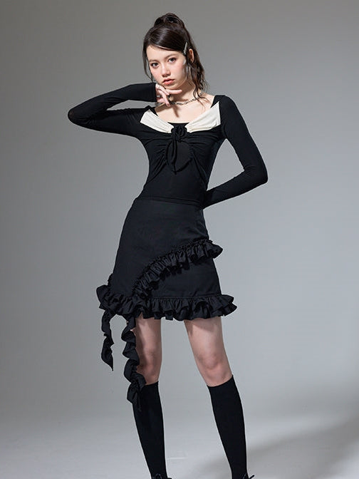 Square Neck Tight-fitting Long-sleeved Bottoming Shirt