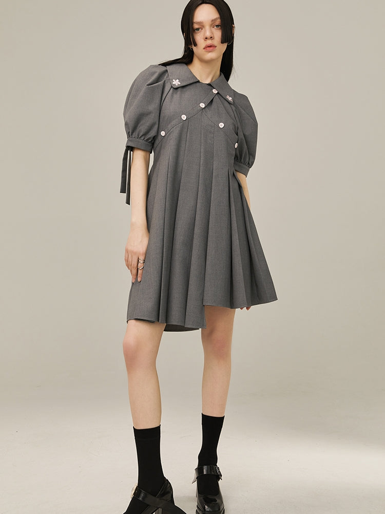 Box Sleeve Pleated Dress