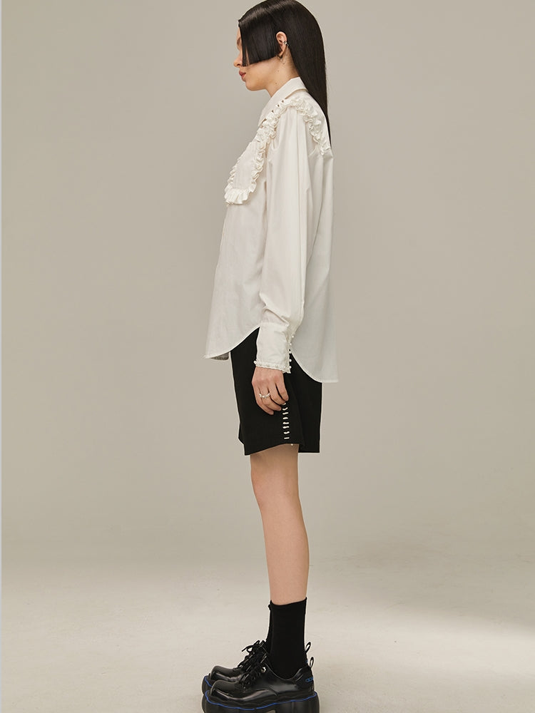 All-match-box-sleeved Lace Shirt