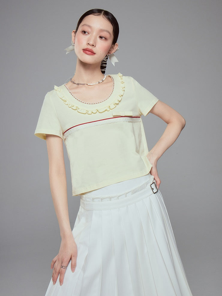 Lace Stitch Short T-Shirt