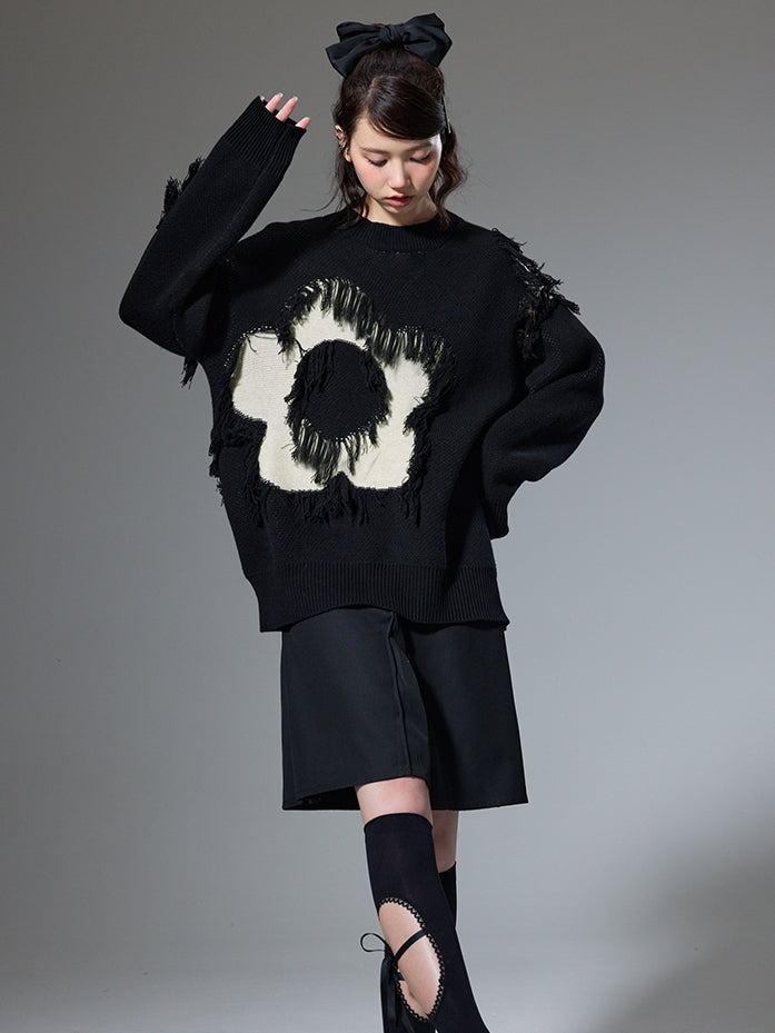 Fringed Flower Sweater