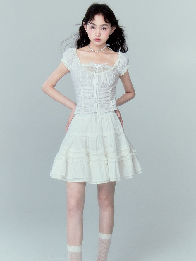 Jacquard Lace Cake Puffy Skirt