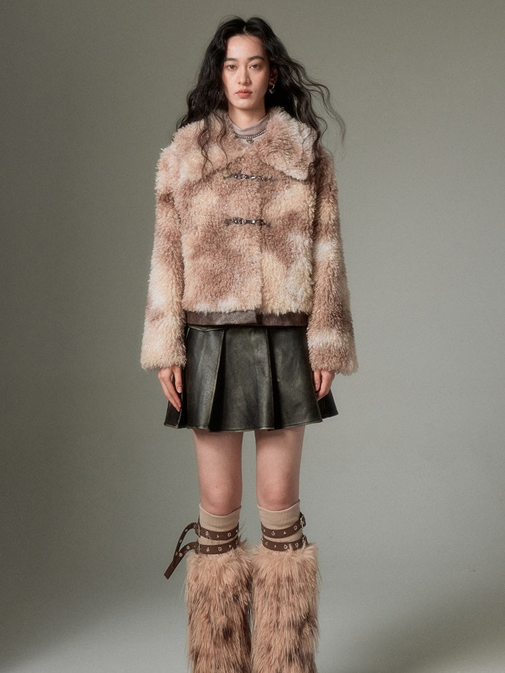 Marble Color Short Fur Jacket