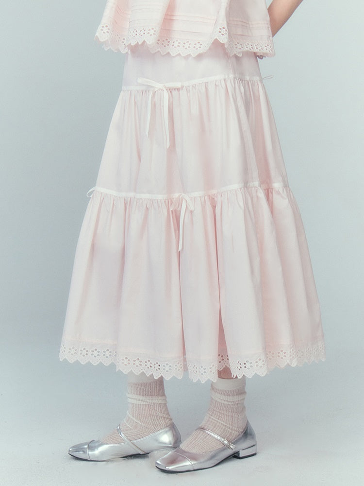 Ribbon Puffy Short Camisole ï¼?Ribbon Cake Skirt