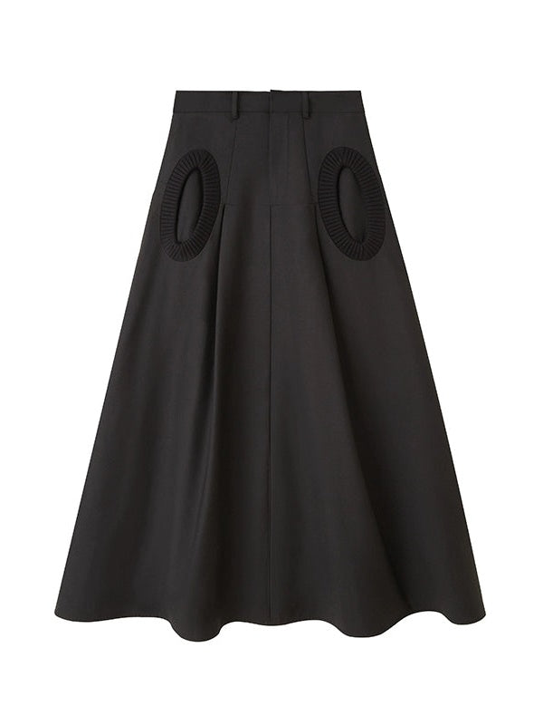 Circle Pocket A-line Long Skirt