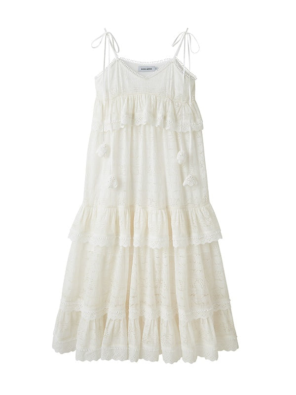 Flower Splicing Suspender Cake Dress