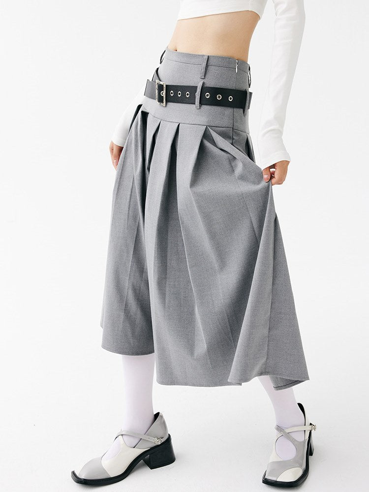 Low-waisted Long Pleated Skirt