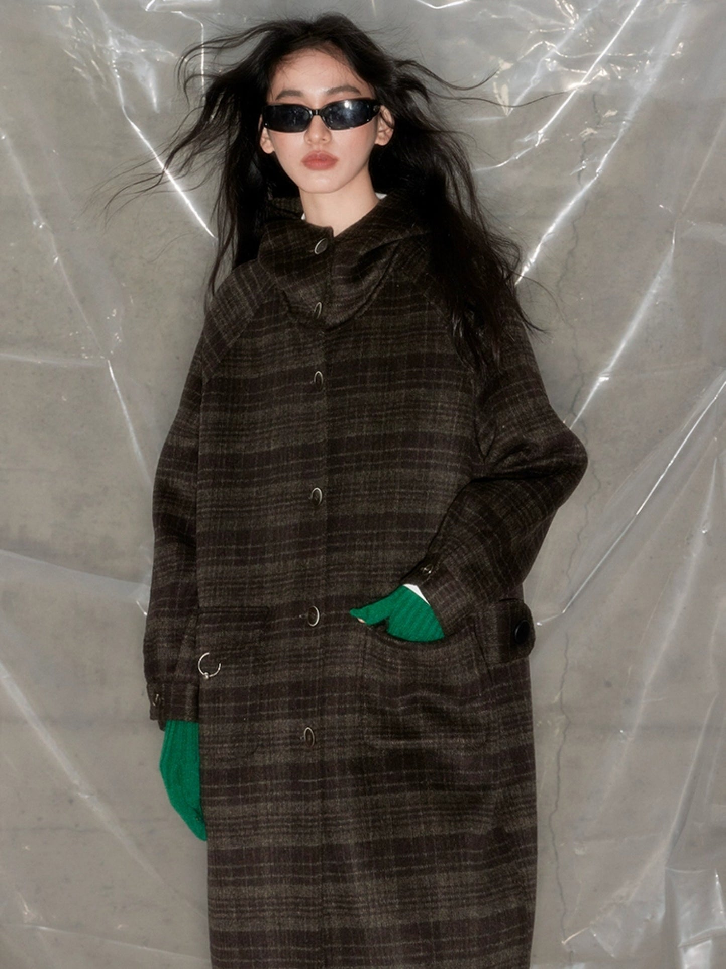 Plaid Hooded Double-sided Coat