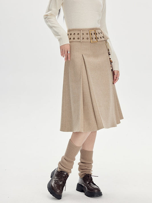 Woolen Pleated Skirt