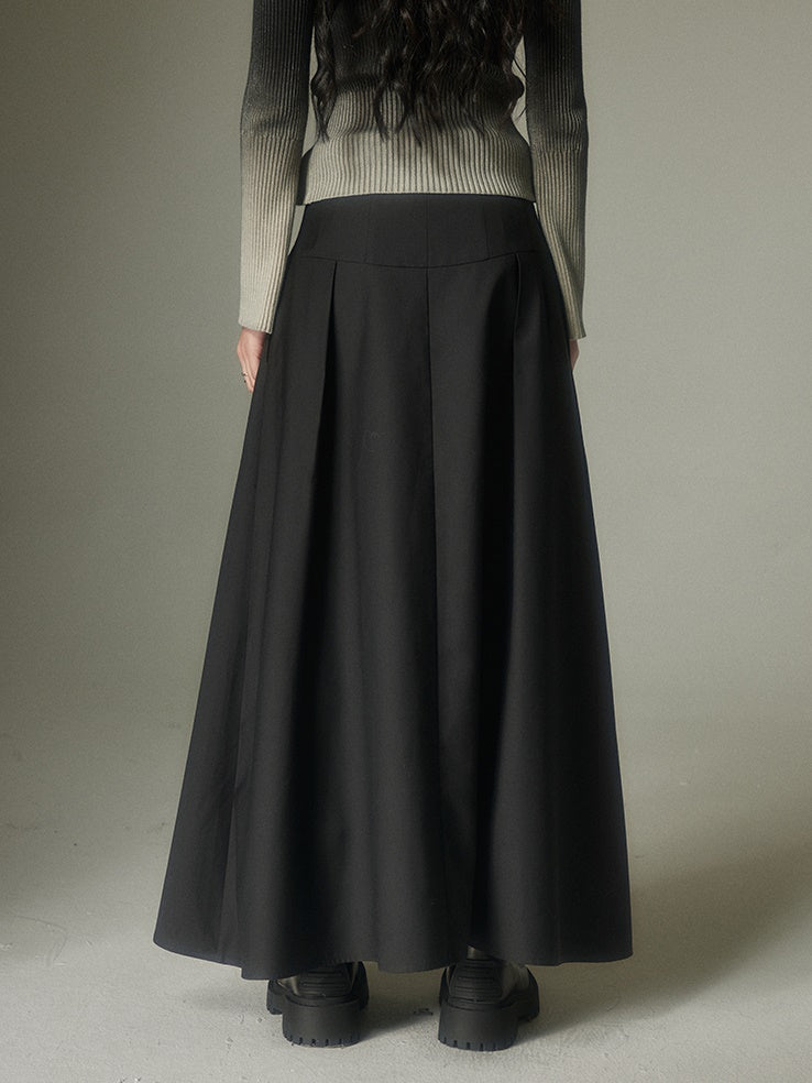 Circle Pocket A-line Long Skirt