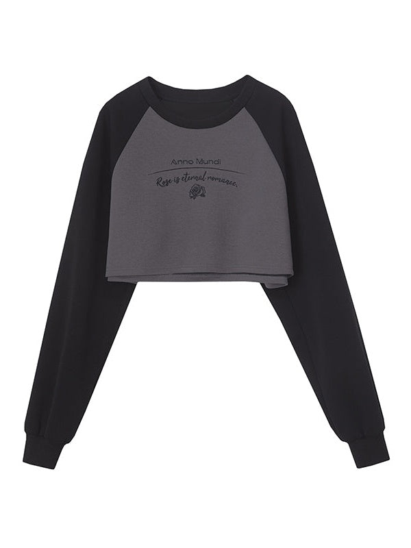 Letter Long-sleeved Cropped Sweat ï¼?Skirt