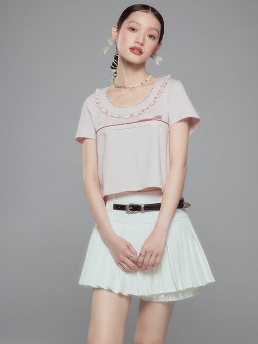 Lace Stitch Short T-Shirt