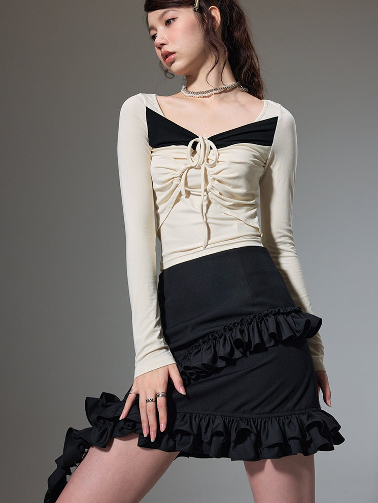 Square Neck Tight-fitting Long-sleeved Bottoming Shirt
