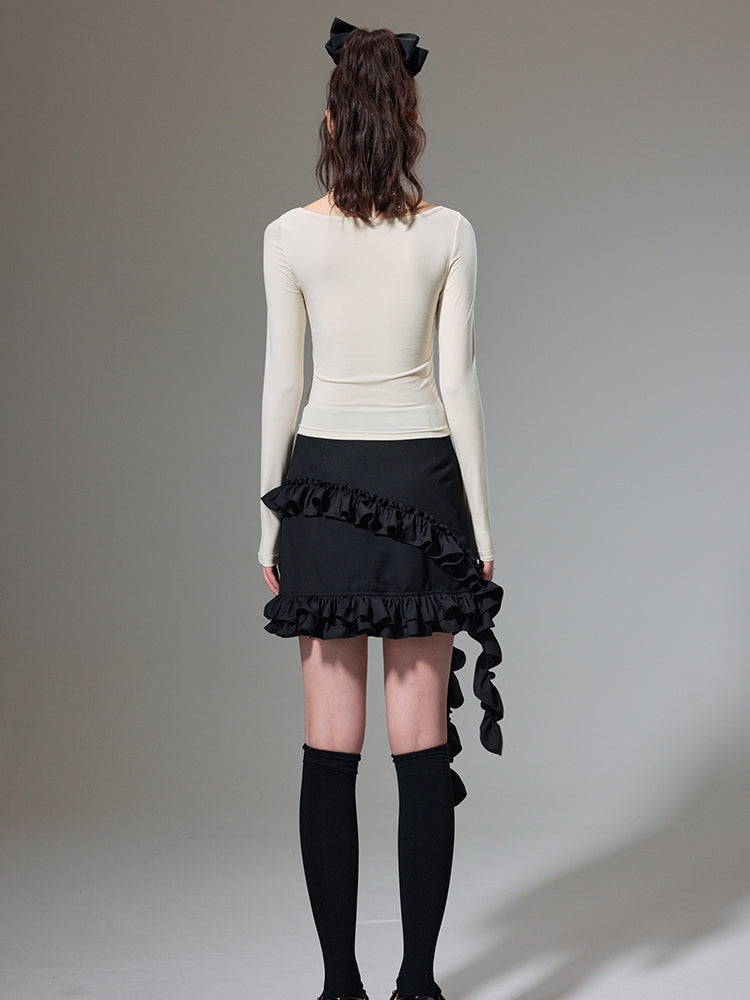 Square Neck Tight-fitting Long-sleeved Bottoming Shirt