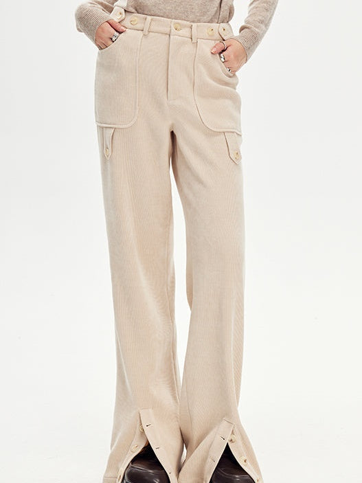 Ankle Slit Corduroy Trousers