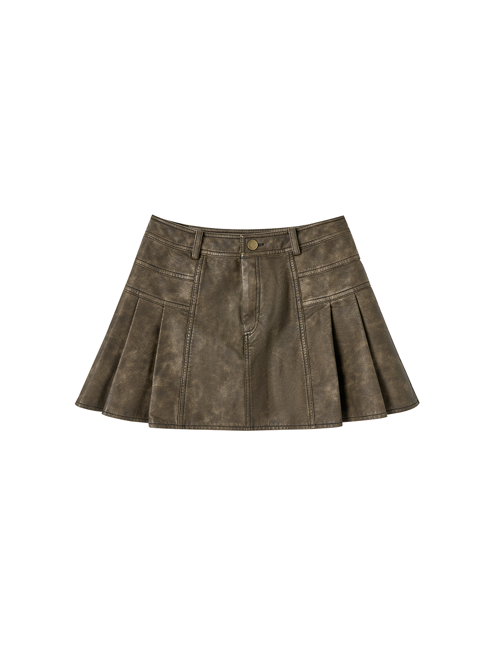 Pleated PU Leather Skirt