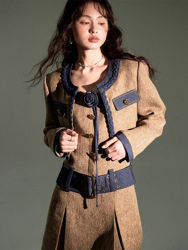 Chic Tweed Short Jacket ï¼?Slip Skirt