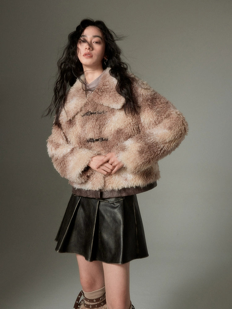 Marble Color Short Fur Jacket