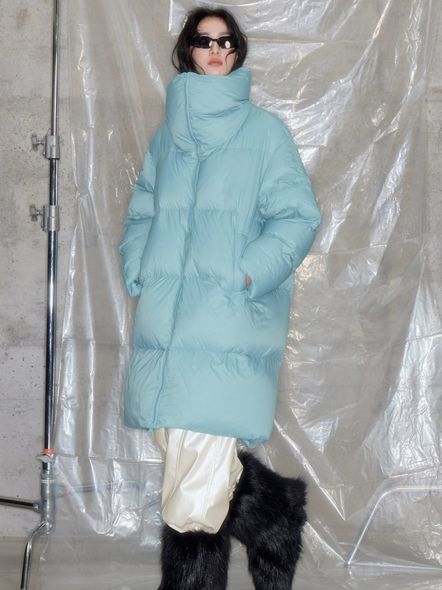 Quilted Ultra-light Long Stand-collar Down Jacket