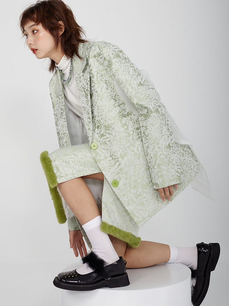 New Chinese Embroidered Slit Furry Skirt