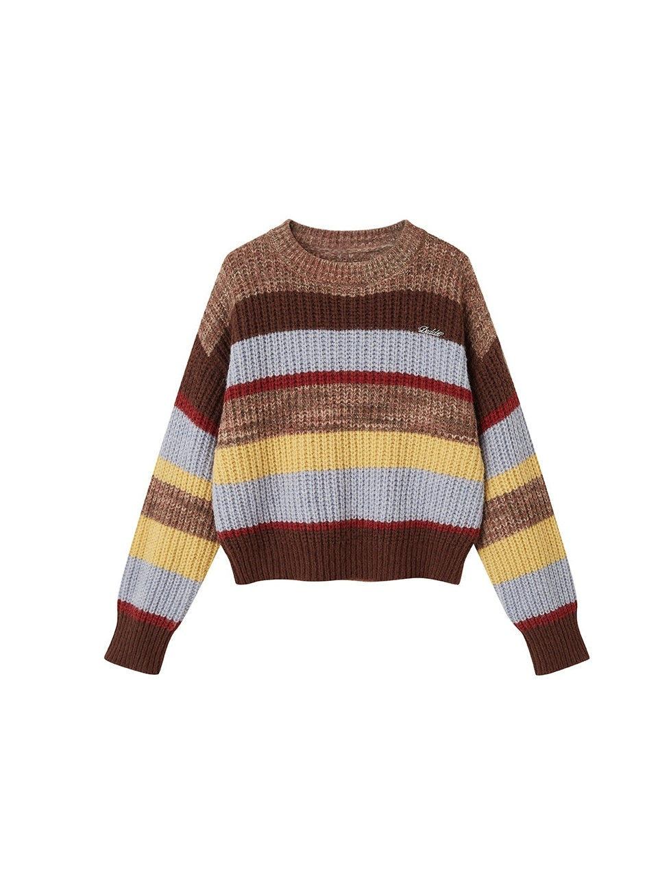 Contrast Color Striped Round Neck Loose Sweater