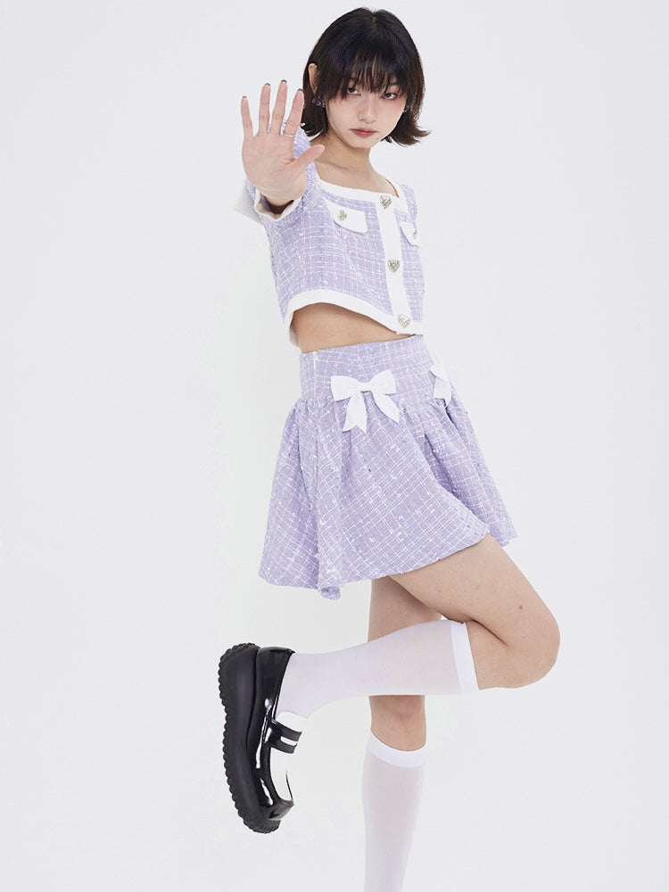 Fragrance Square Collar Jacket & A-Line Skirt