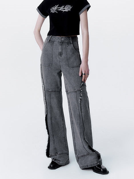 Raw Edge Silhouette Jeans