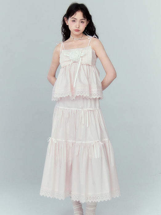 Ribbon Puffy Short Camisole ï¼?Ribbon Cake Skirt