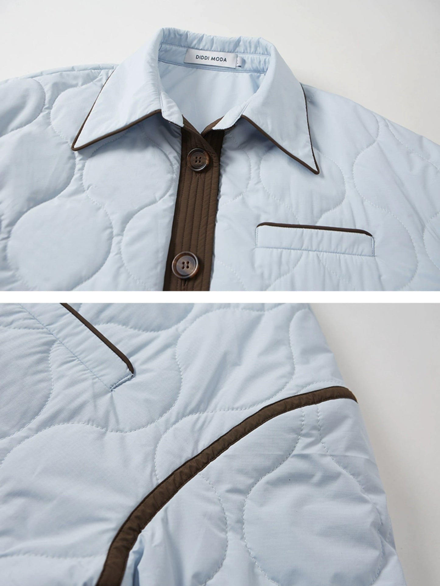 Contrast Color Edge Quilted Shirt Jacket