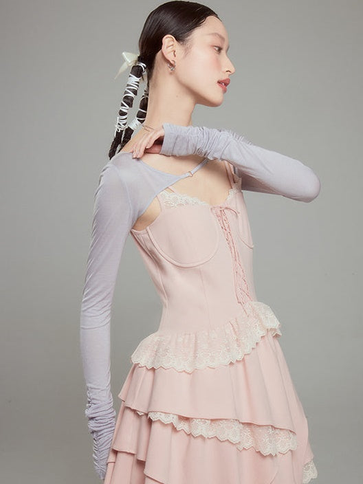 Lace Ballet Suspender Dress ï¼?Sleeve Top