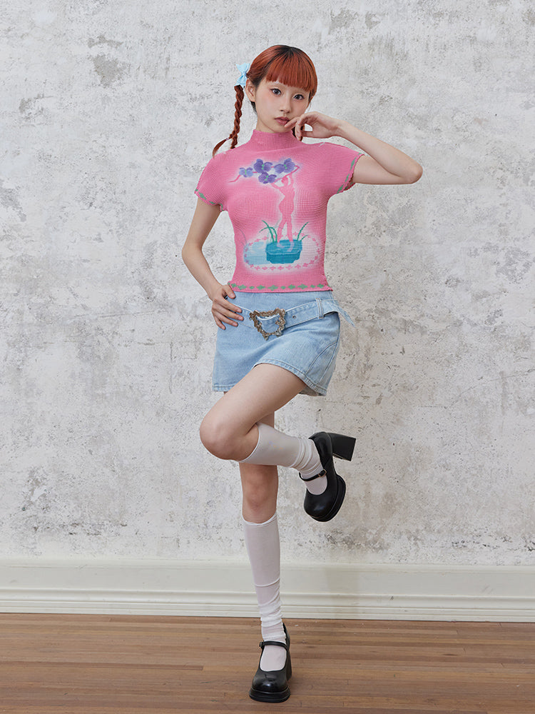 Straight Denim Hip Skirt