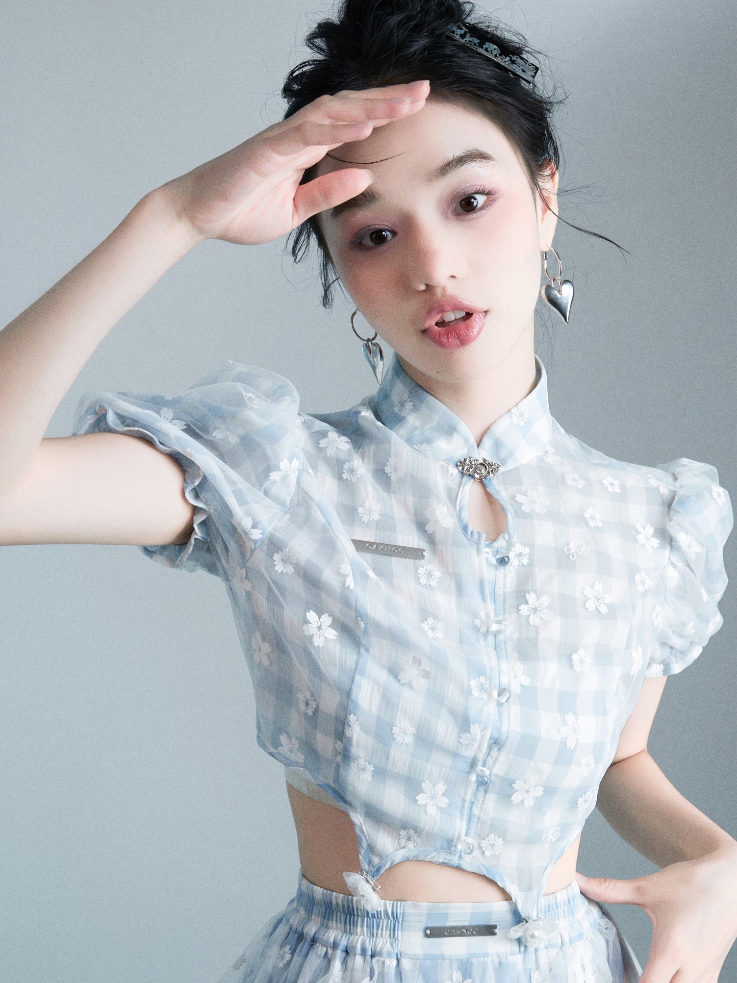 Floral Lace Cheongsam Short Shirt