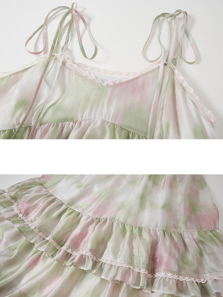 Flower Splicing Suspender Cake Dress