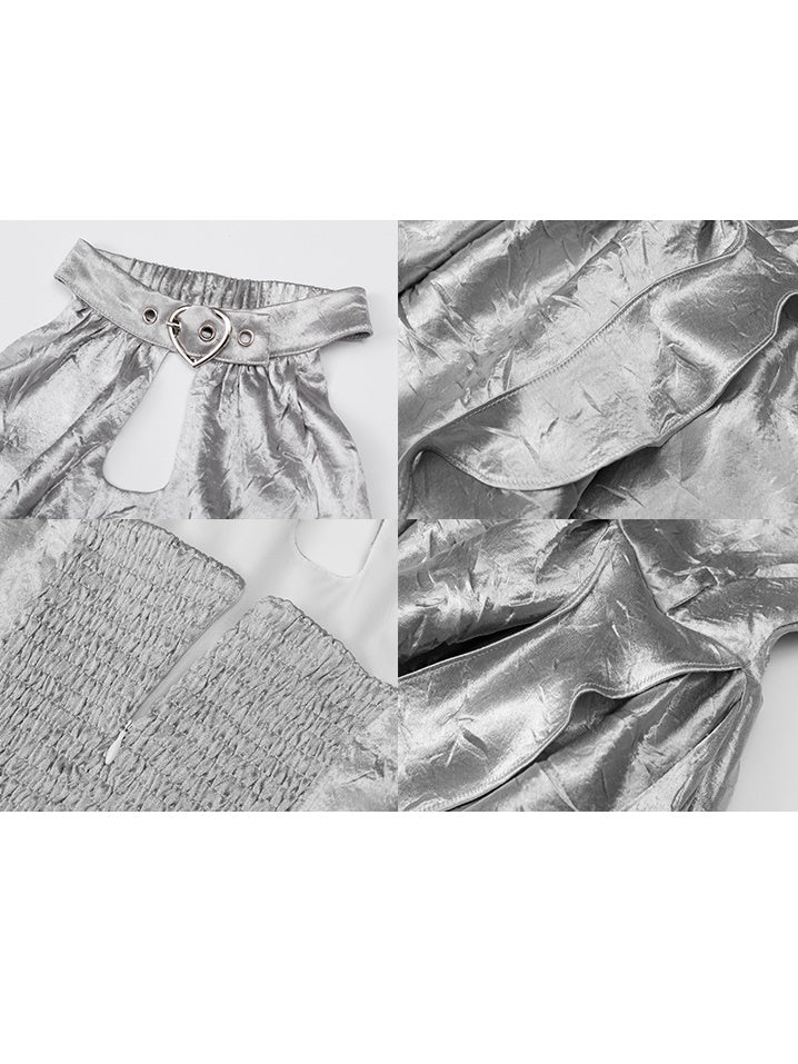 Shiny Glitter Halter Neck Dress