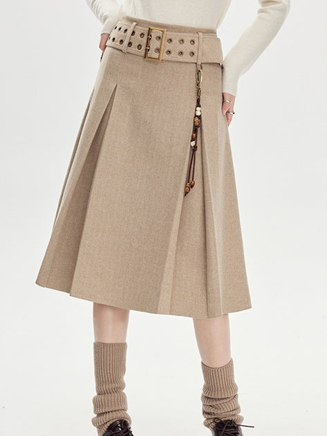 Woolen Pleated Skirt