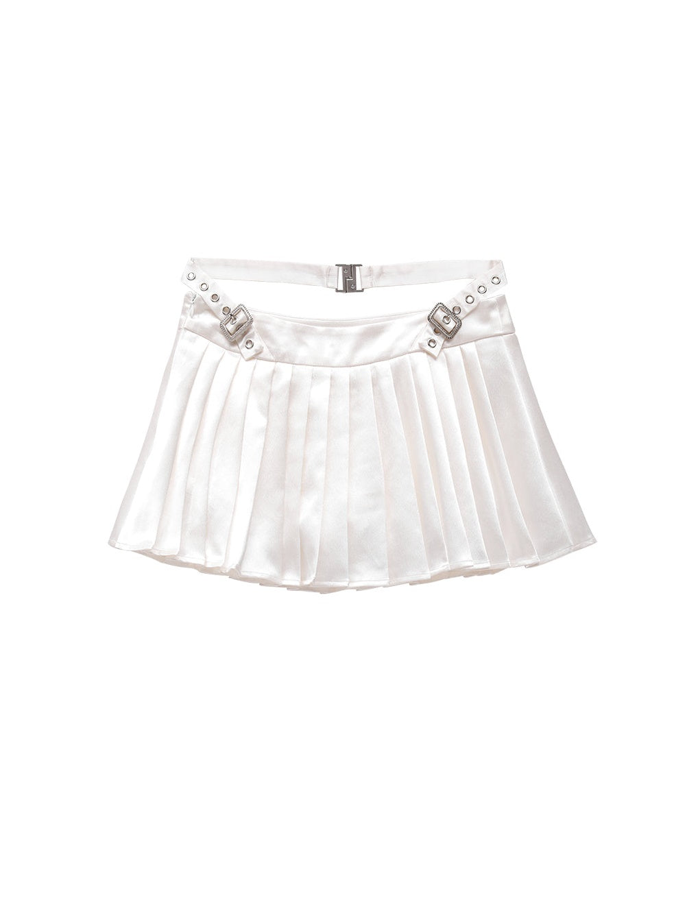 Shiny Suspender Top & Low Waist Pleated Skirt