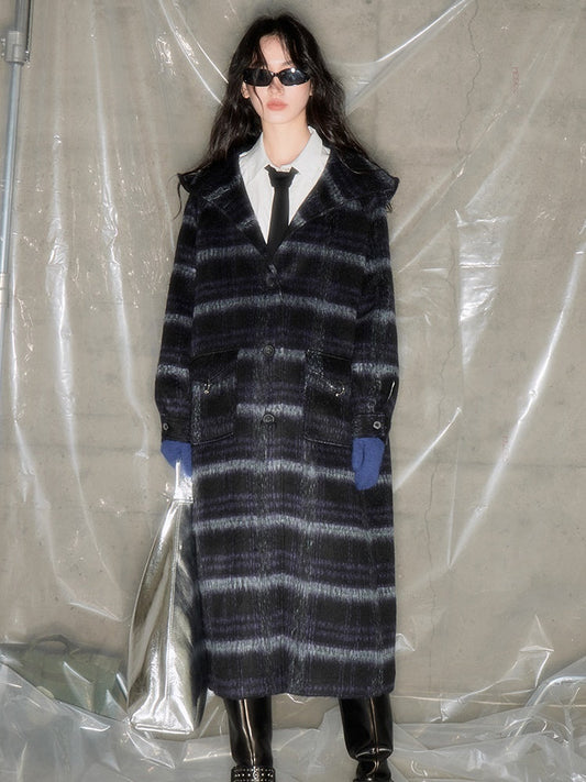 Plaid Single-sided Hooded Coat