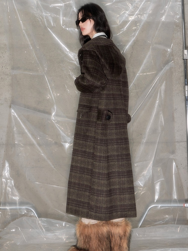 Plaid Hooded Double-sided Coat