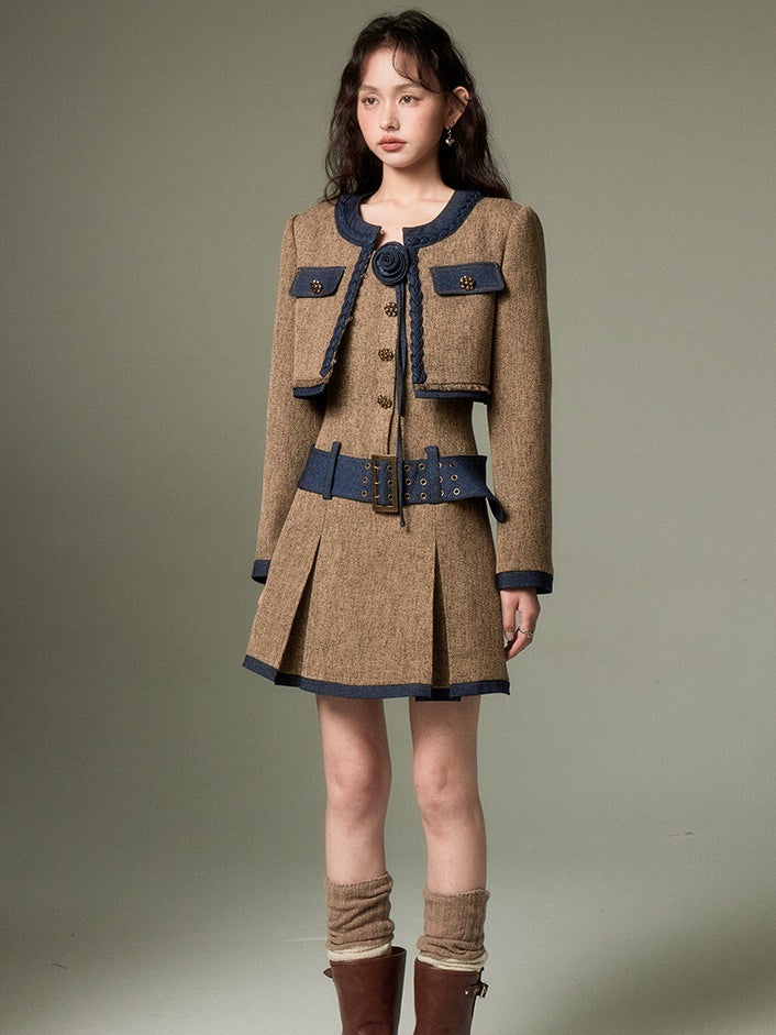 Chic Tweed Short Jacket ï¼?Slip Skirt