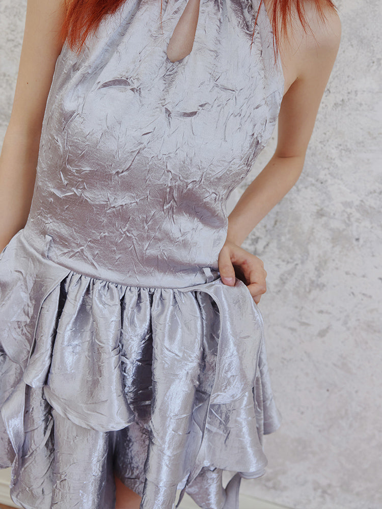 Shiny Glitter Halter Neck Dress
