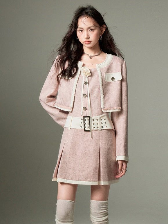 Chic Tweed Short Jacket ï¼?Slip Skirt