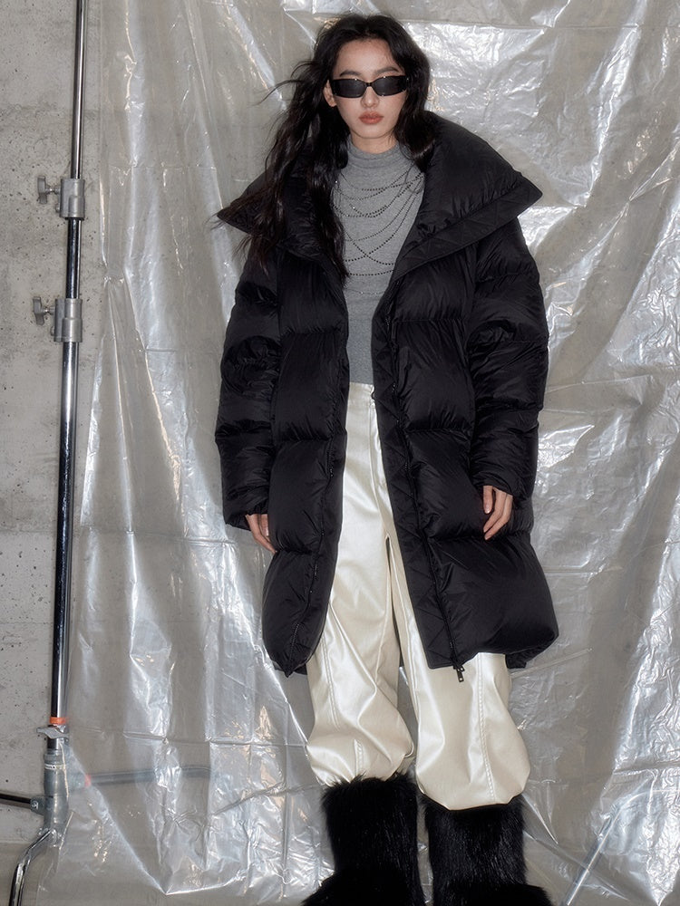 Quilted Ultra-light Long Stand-collar Down Jacket