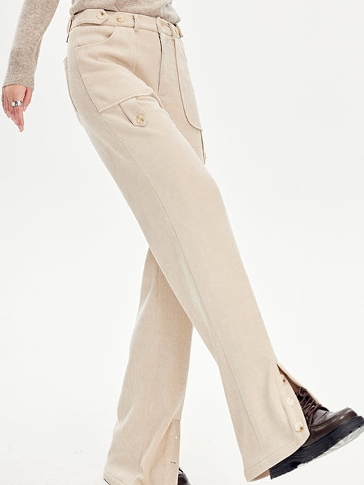 Ankle Slit Corduroy Trousers