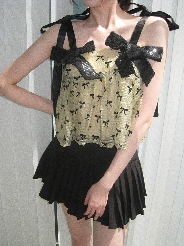 Beaded Big Bow Suspender Top