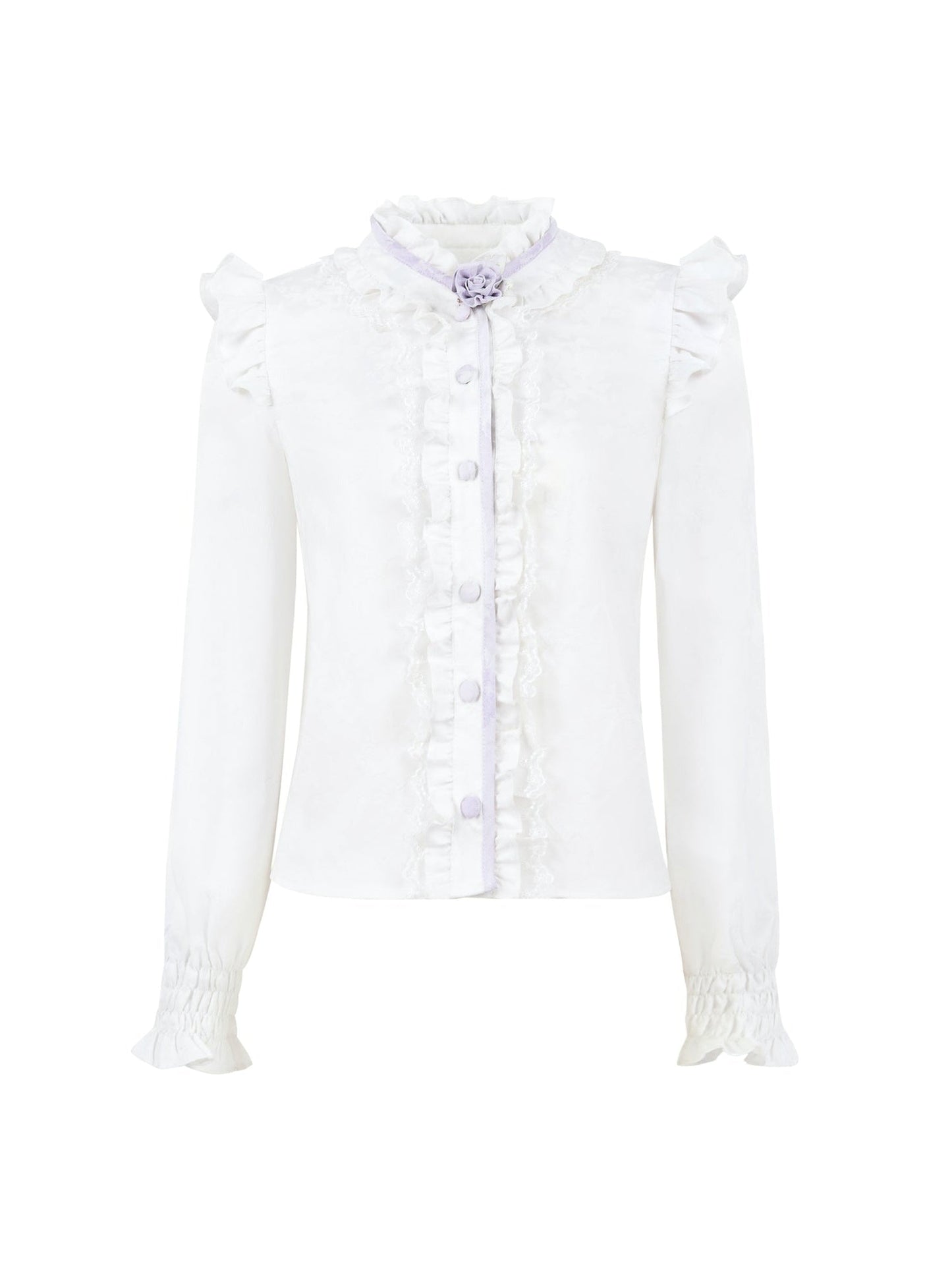 Long-sleeved Retro Lace Frill Shirt