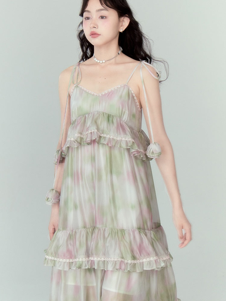 Flower Splicing Suspender Cake Dress