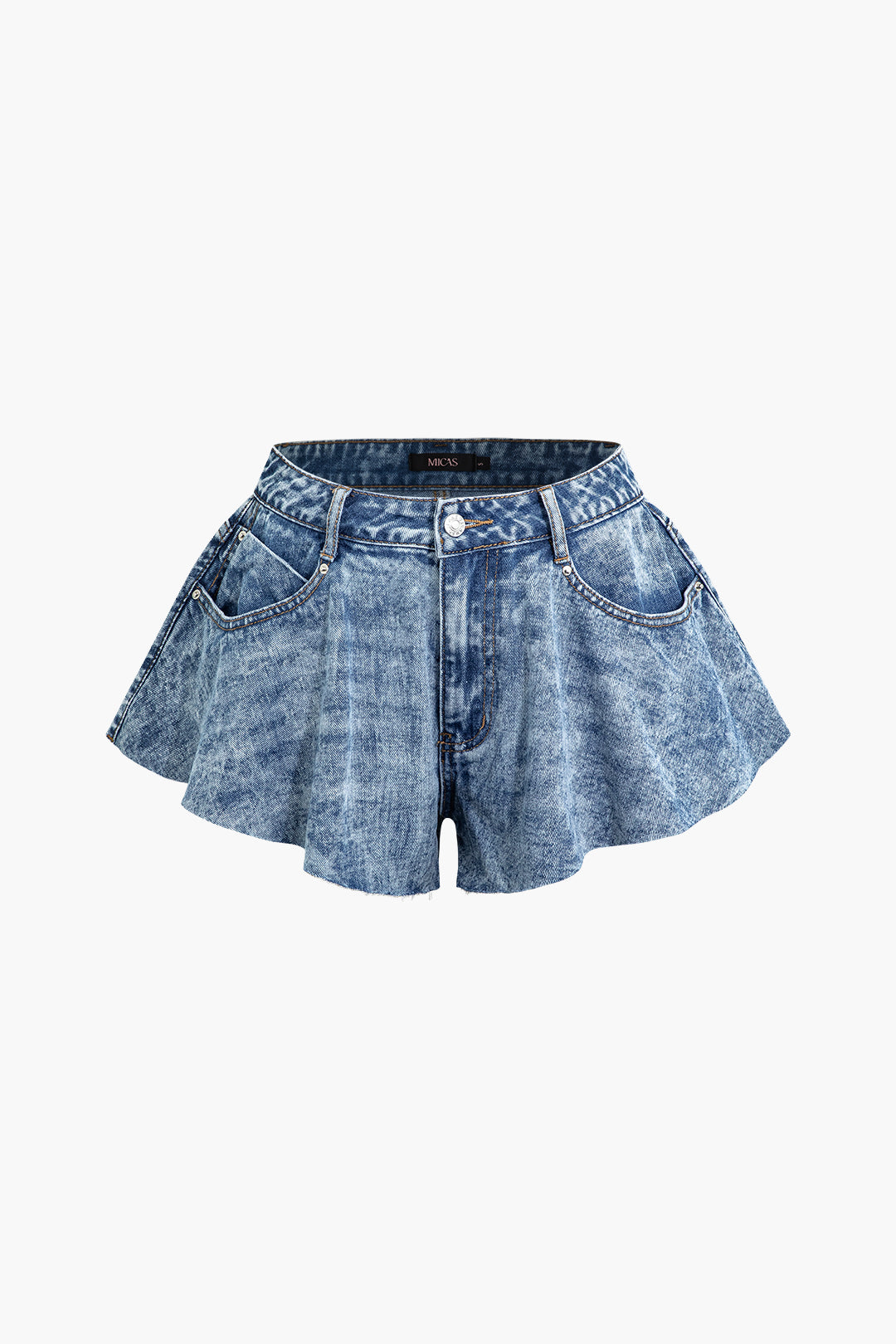 Frayed Hem Wide Leg Denim Shorts